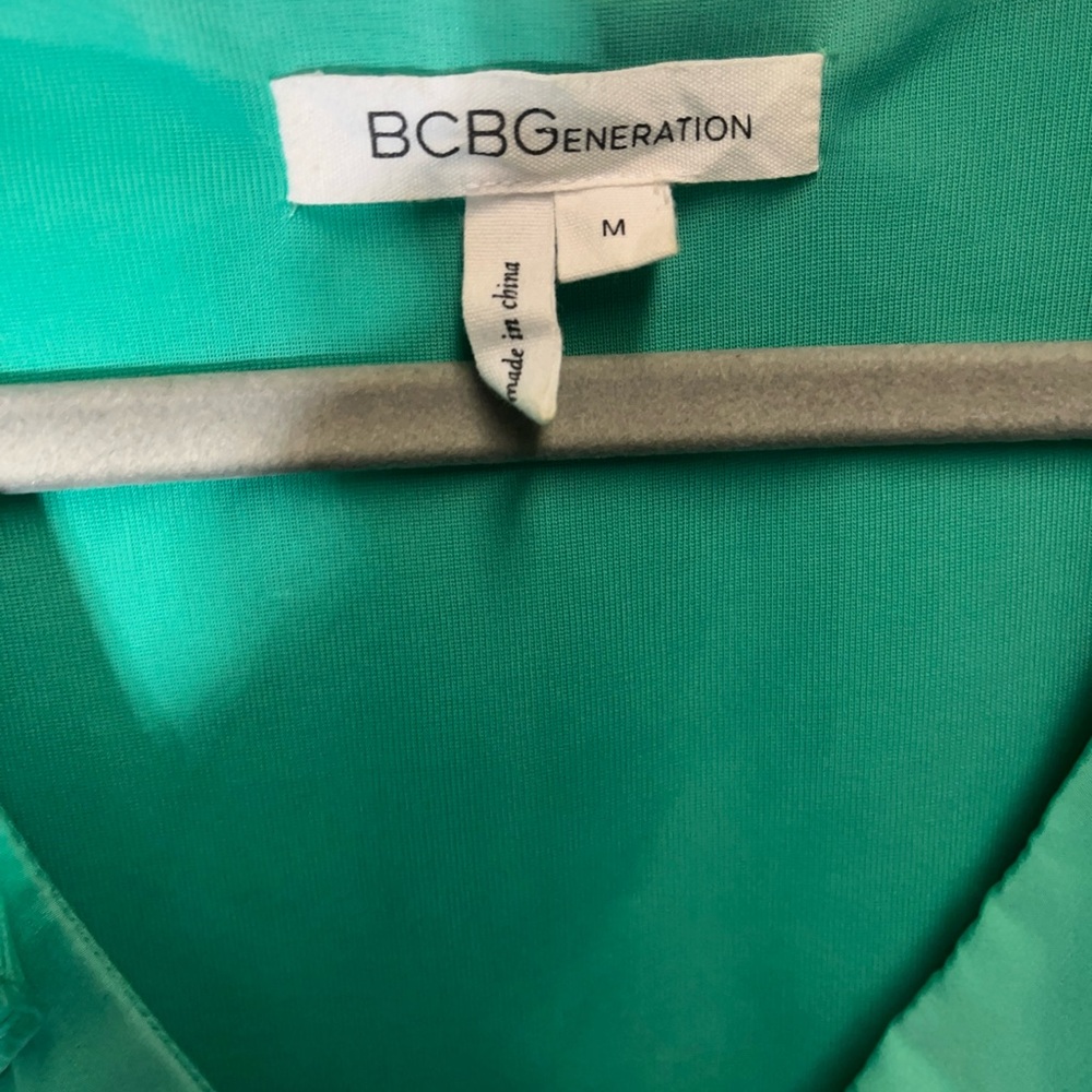BCBGeneration Blue Ruffled Smocked Mint Green Dress - Picture 6 of 8